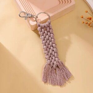 Macrame Bohemian Key Chain Keychain Tag Bag Charm Boho Pink